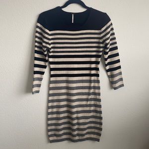 Black and Gray Long Sleeve Dress